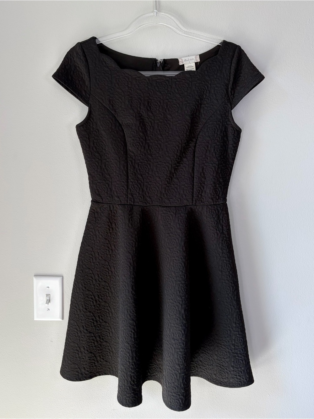 Altar’d State Westridge Fit and Flare Scallop Boat Neck Cap Sleeve Dress